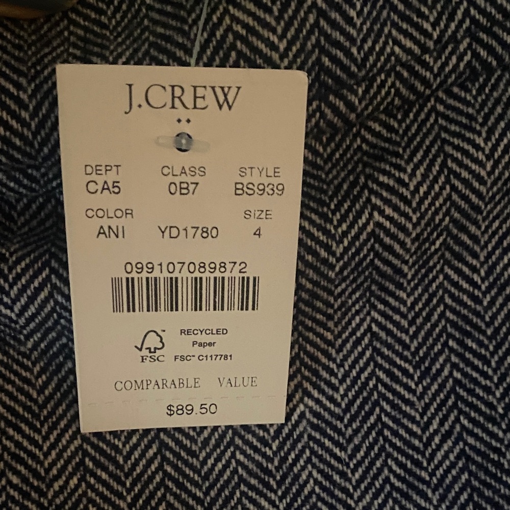 J. Crew wool blend Navy Herringbone Pencil Skirt